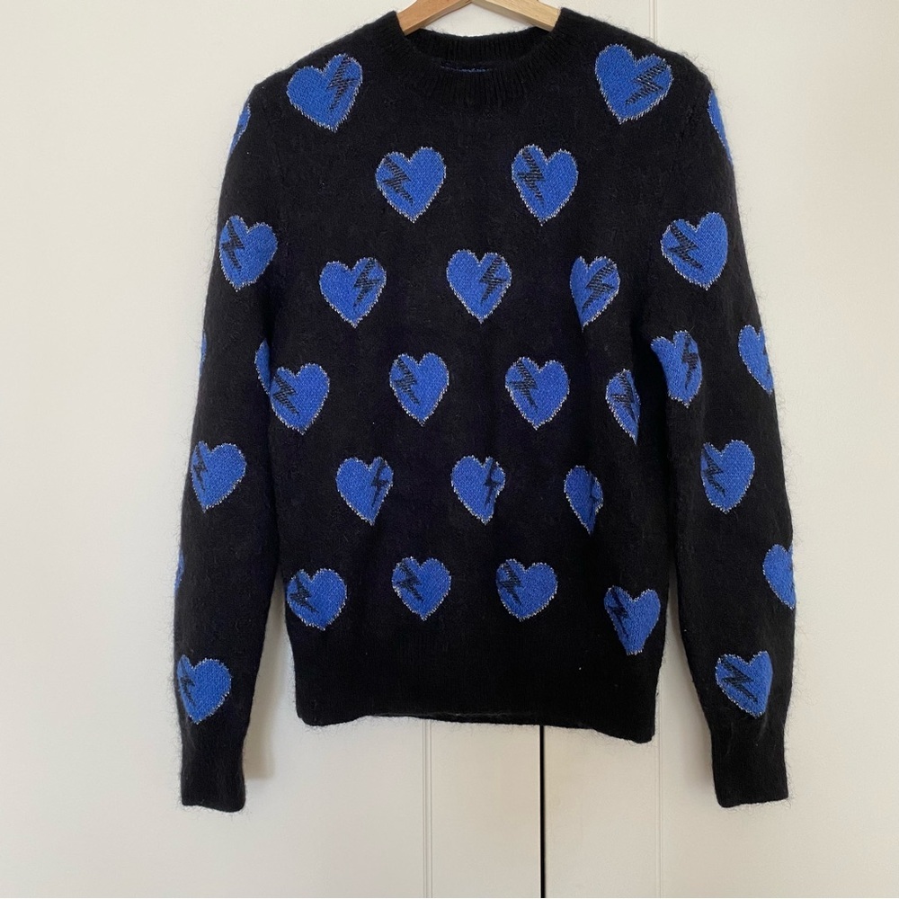 Saint Laurent Black Heart and Lightning Bolt Sweater - Picture 2 of 7